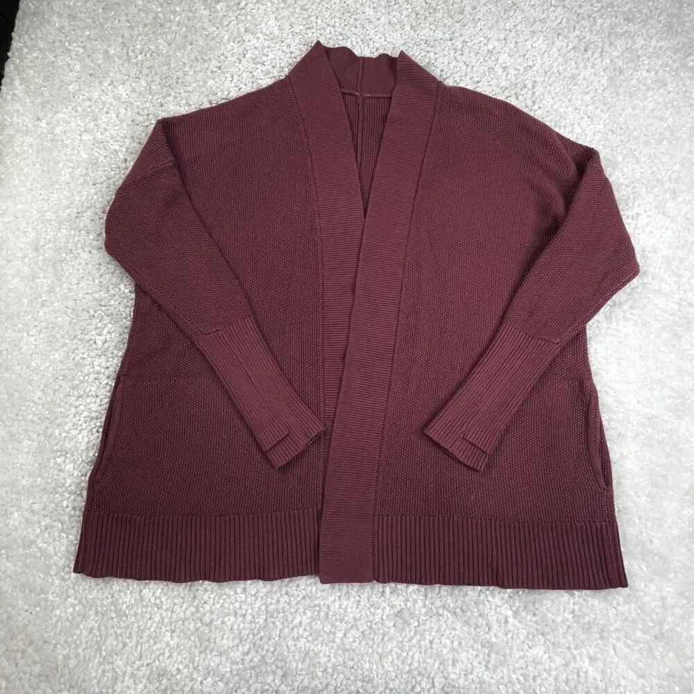 Lululemon Open Front Cardigan Sweater Burgundy Wine Red Womens XS/S
